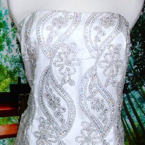 SILVER/WHITE SEQUIN COCKTAIL DRESS, 12